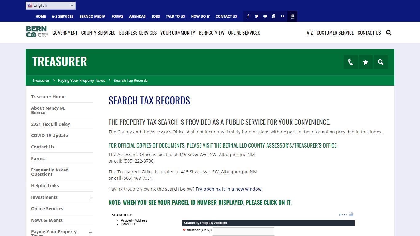 Search Tax Records - Treasurer